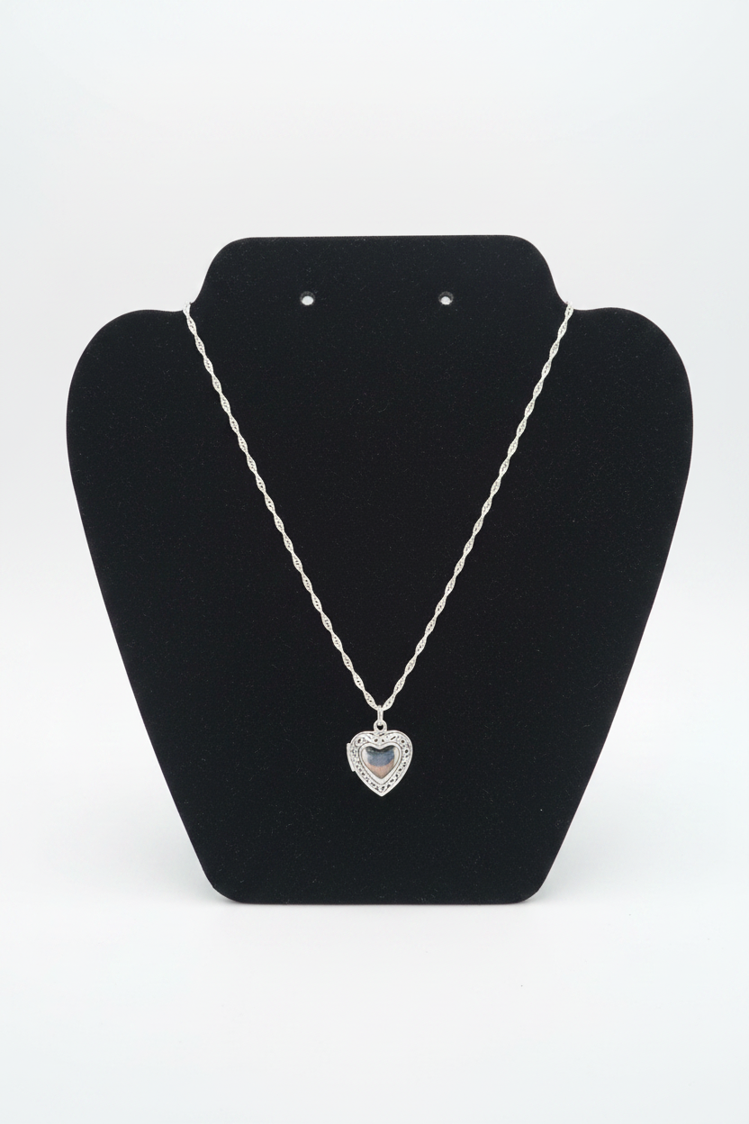 Twist-Chain Heart Locket Necklace