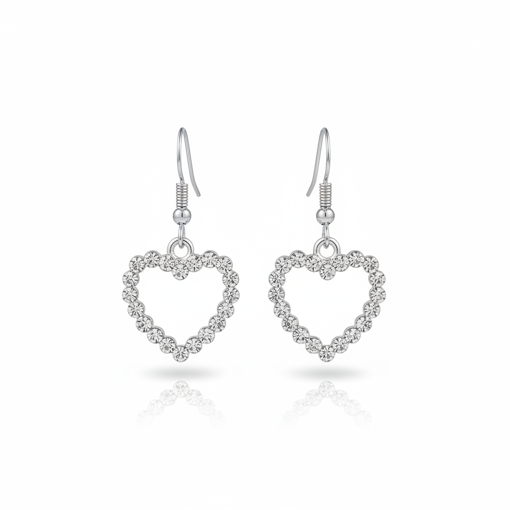 Crystal Heart Dangle Earrings