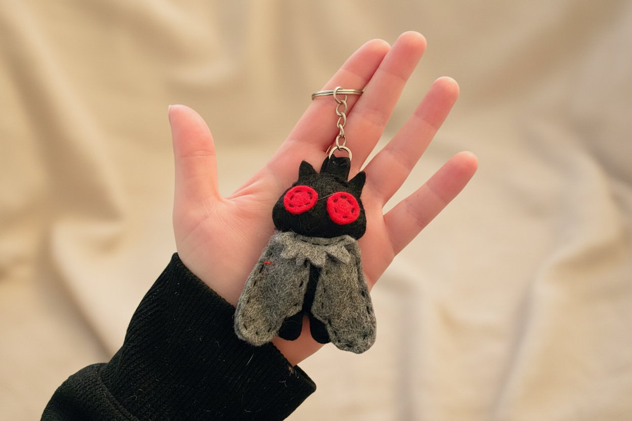 Mothman Keychain - Natural Background
