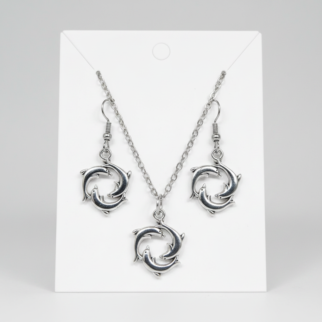 Dolphin Necklace and Earring Set