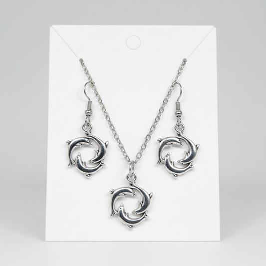 Dolphin Necklace and Earring Set