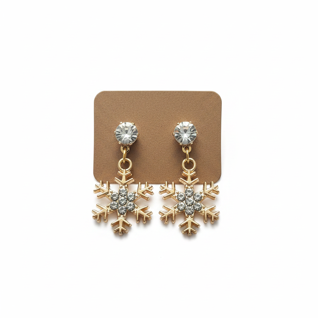 Gold Snowflake Dangle Earrings
