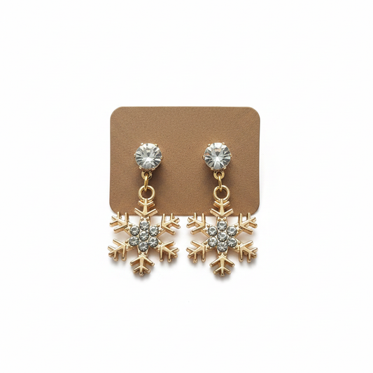 Gold Snowflake Dangle Earrings