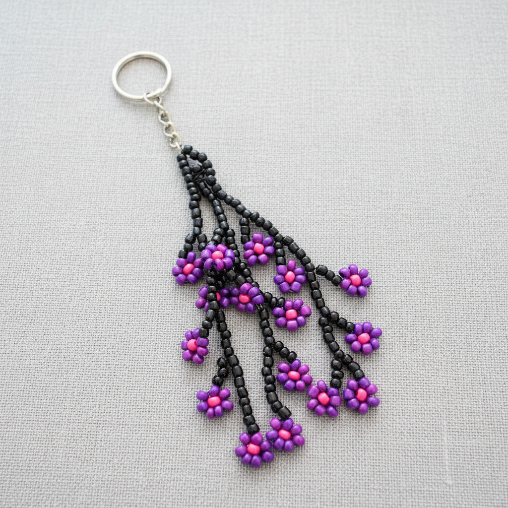 Beaded Flower Keychain