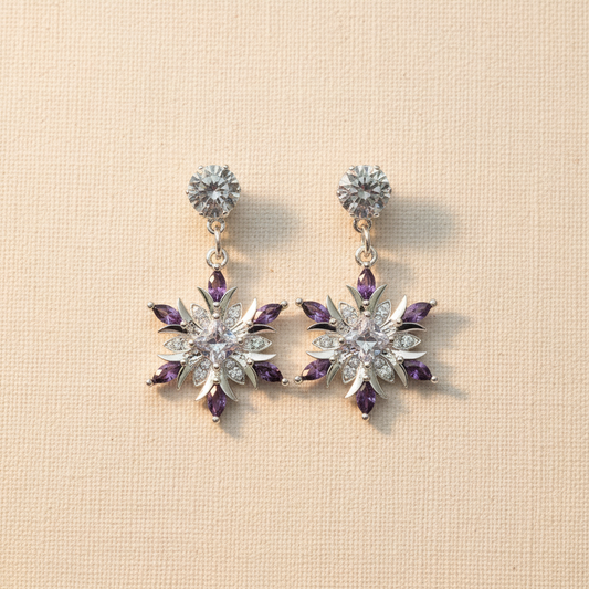 Purple Snowflake Earrings