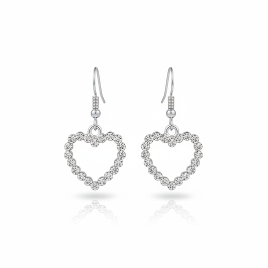 Crystal Heart Dangle Earrings