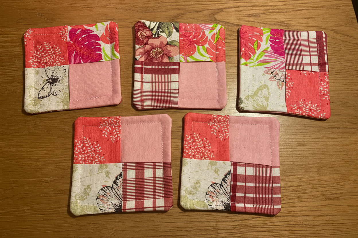 Patchwork coasters arrangement