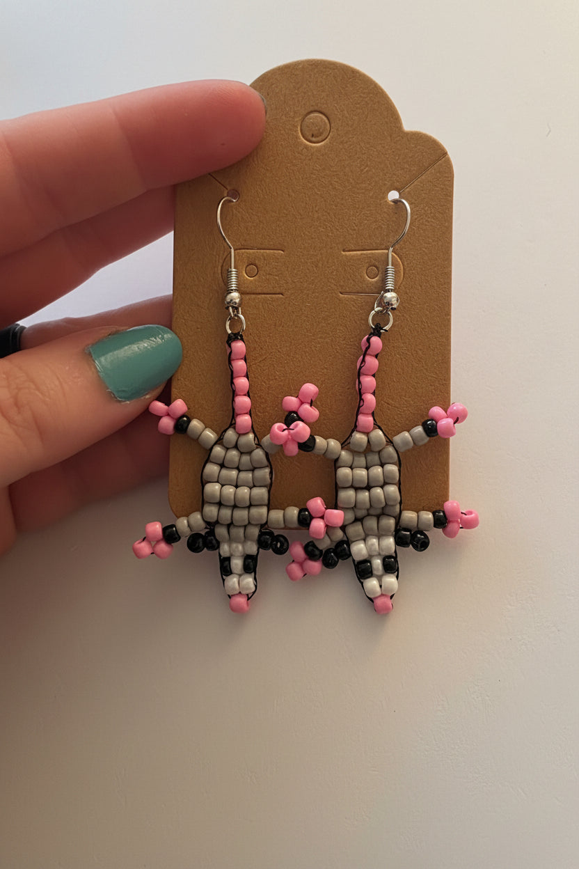 Opossum Beaded Earrings