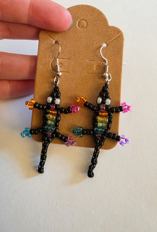 Beaded Lizard Earrings – Rainbow